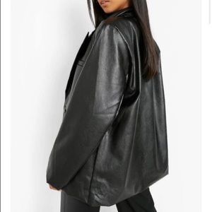 Leather boohoo oversized jacket